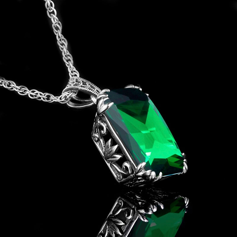 Szjinao Charms Steven Universe Solid 925 Sterling Silver Pendant Necklaces Green Stone Crystal For Women Wedding Decoration