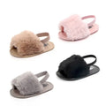 Newborn Baby Girl Soft Sole Crib Shoes Cute Fluffy Fur Summer Slippers Sandals - Charlie Dolly