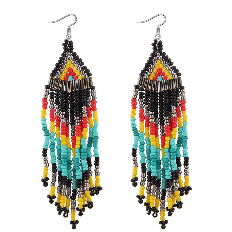 Kymyad Bohemian Earrings 2023 Beads Long Earrings Ethnic Style Drop Earings Fashion Jewelry Bijoux Femme Statement Earrings - Charlie Dolly