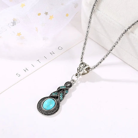 Blue Crystal Zircon Necklace Earring Set Jewelry