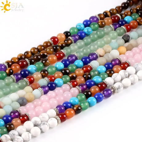 7 Chakra Natural Gem Stone Mala Tassel Long Boho Necklace