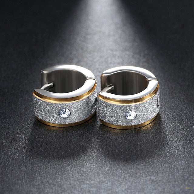 ZORCVENS Silver Color&Gold-Color Punk Rock Stainless Steel Small Hoop Earrings for Women Wedding Party Jewelry