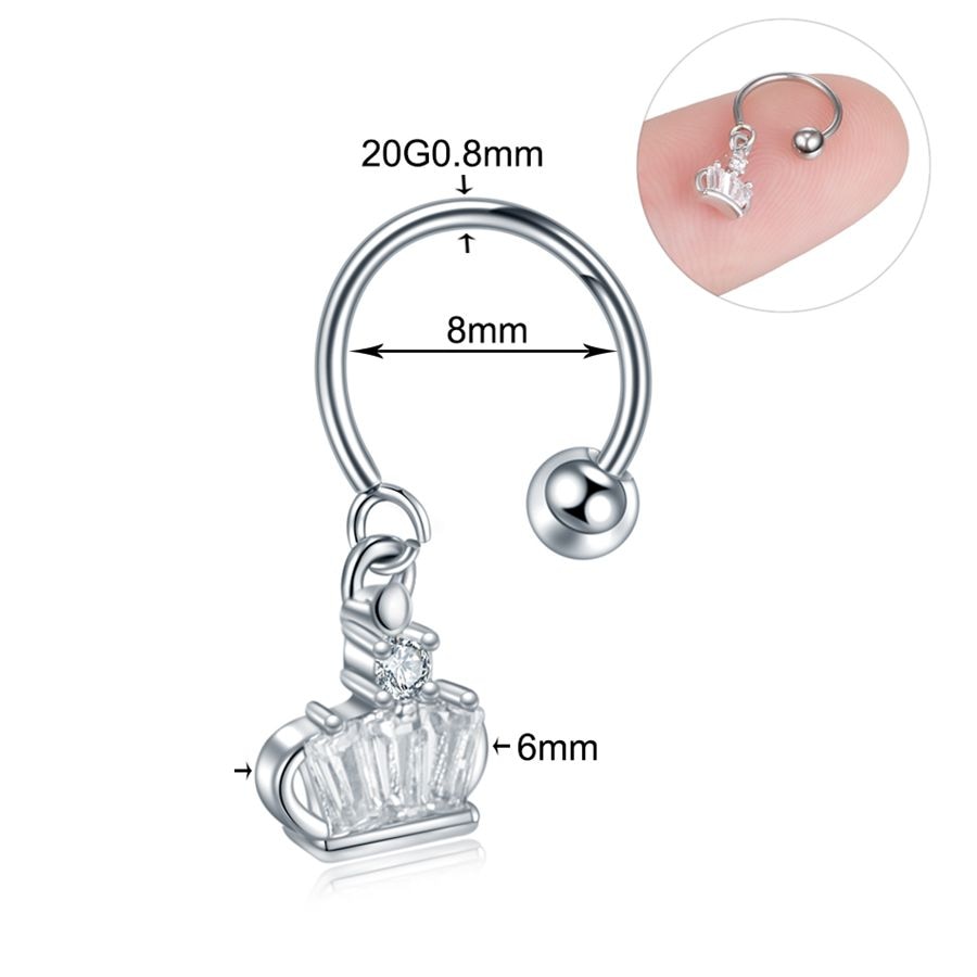 1PC Steel DIY 9Styles CZ Gem Pendant Dangle Hoop Cartilage Earring Helix Tragus Rook Lobe Ear Piercing Fashion Women Jewelry 20G - Charlie Dolly
