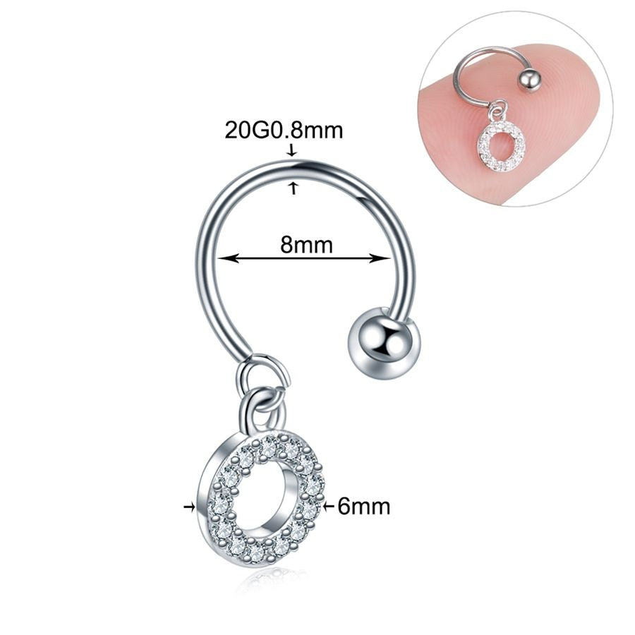 1PC Steel DIY 9Styles CZ Gem Pendant Dangle Hoop Cartilage Earring Helix Tragus Rook Lobe Ear Piercing Fashion Women Jewelry 20G - Charlie Dolly