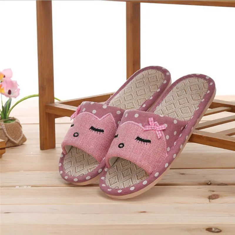Men Hemp Glasses Home Slippers Man Slippers Cute Cat Lovers Home Slippers Indoor Plush Size House Shoes Man wholesale - Charlie Dolly
