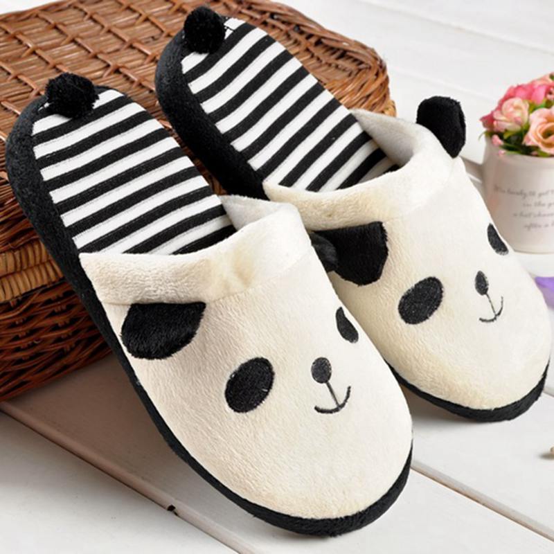 Girseaby Women Cute Cartoon Panda Slippers Home Floor Soft Plush Slippers Female House Shoes Girl Winter Warm Pantufas T219 - Charlie Dolly