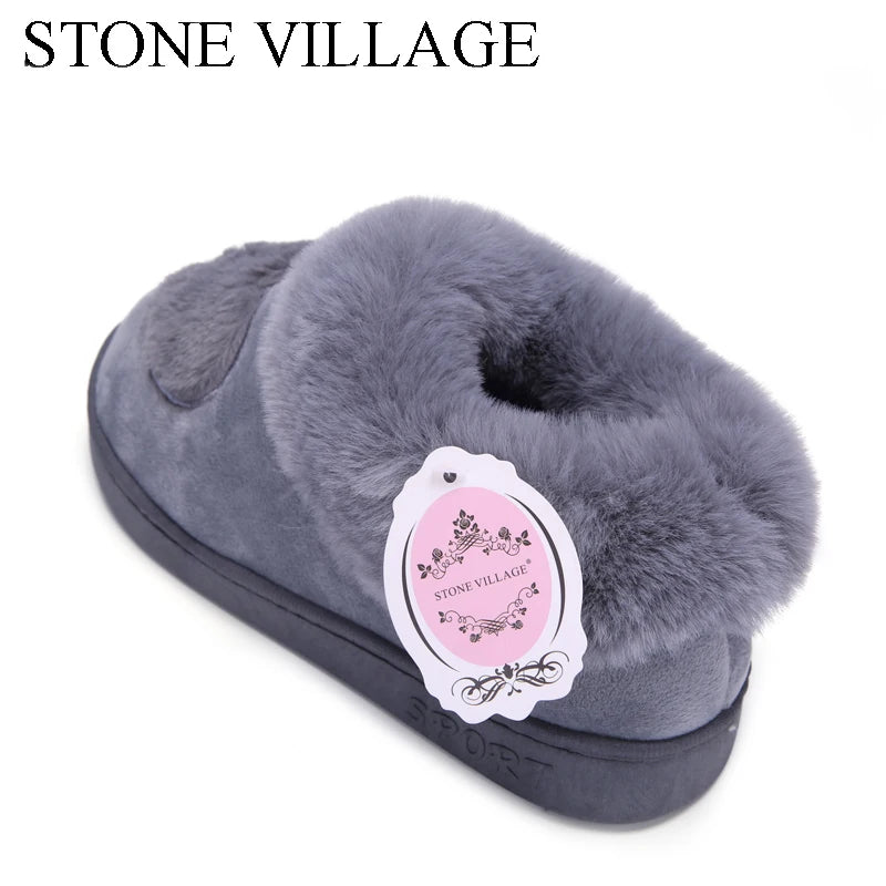 Cotton Women Slippers New Arrival Heart-Shaped  Warm Plush Winter Fur Slippers Soft Indoor Shoes Flat With Home Slippers - Charlie Dolly