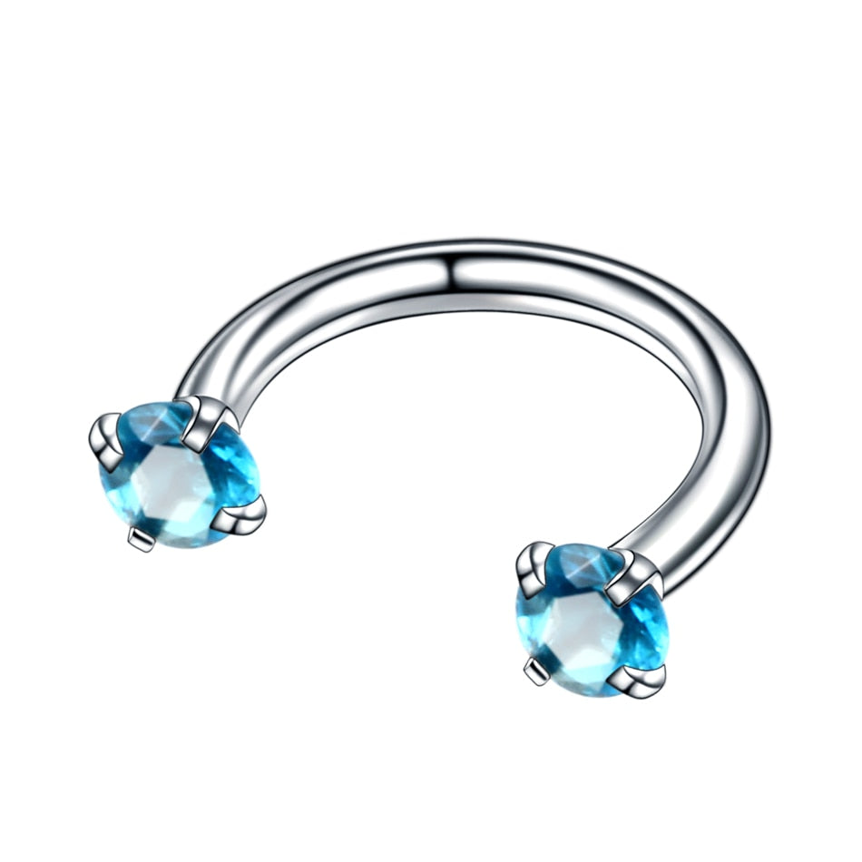 1Pc Crystal Nose Ring Barbells Horseshoe Ring Lip BCR Cartilage Earrings Tragus Piercing Helix Piercing Body Jewelry - Charlie Dolly