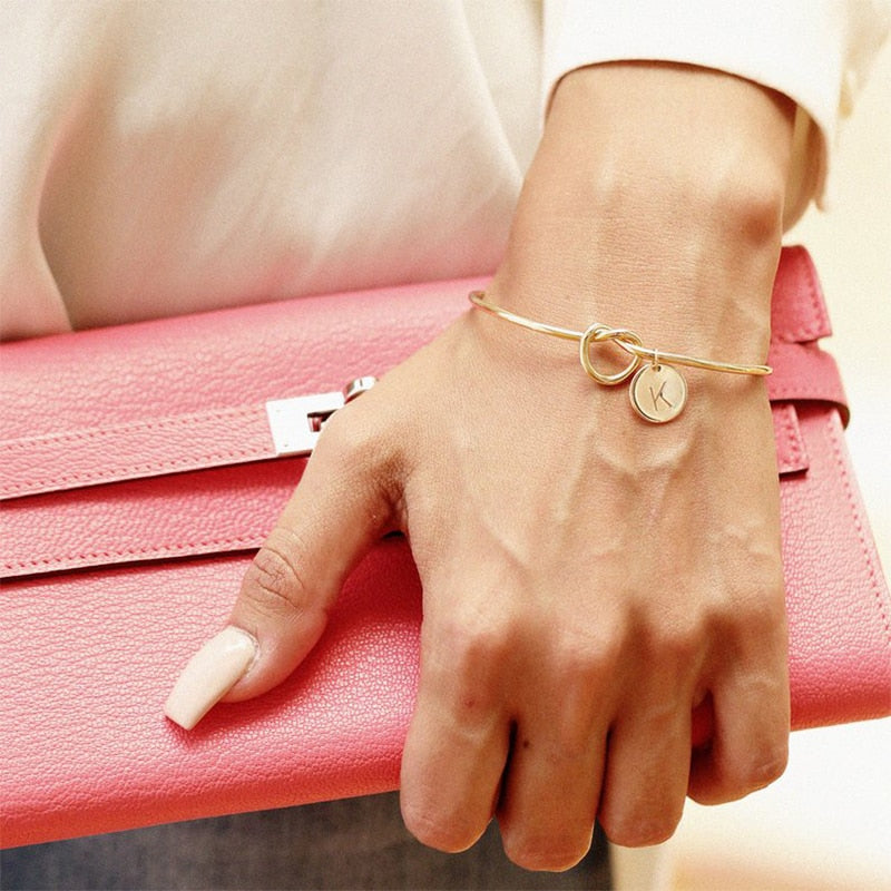 Hot pink gold / silver charm bracelet Initial Knot Bracelet female personality jewelry New fashion women men lovers bracelet - Charlie Dolly