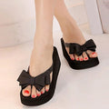 New Arrival Women Fashion Platform Mid Heel Flip Flops Beach Sandals Bowknot Slippers Shoes - Charlie Dolly