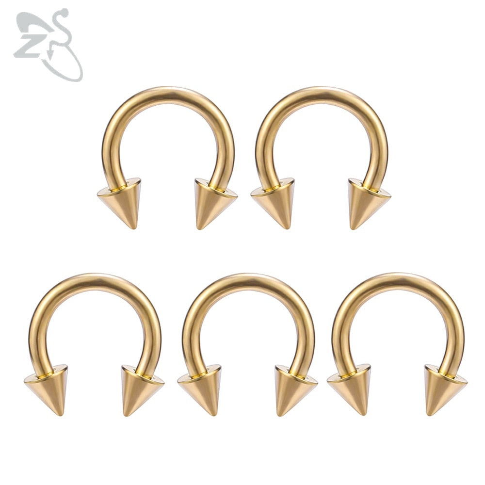 ZS 5 Pcs/lot Stainless Steel Nose Ring Spike Nose Piercings Helix Ear Piercing For Women Men Septum Rings Body Piercing  Jewelry