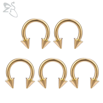 ZS 5 Pcs/lot Stainless Steel Nose Ring Spike Nose Piercings Helix Ear Piercing For Women Men Septum Rings Body Piercing  Jewelry