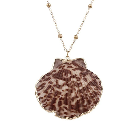 Natural Conch and Cowrie Shell Pendant Boho Necklace
