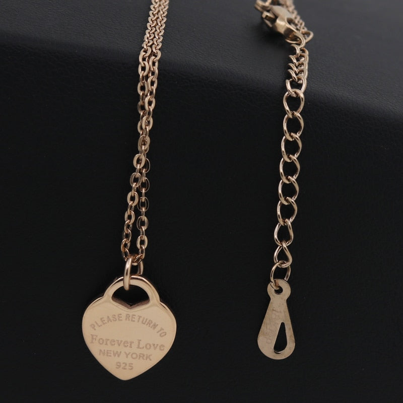 Fashion Luxury Famous Brand Necklace Women paragraph clavicle  Necklace Gold Color Peach Heart Pendant Necklace Fine Jewelry - Charlie Dolly