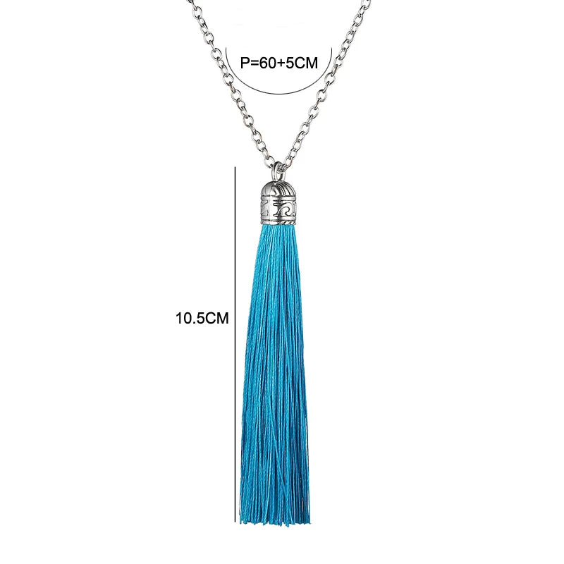 Ethnic Fringe Tassel Long Pendant Necklace Jewelry
