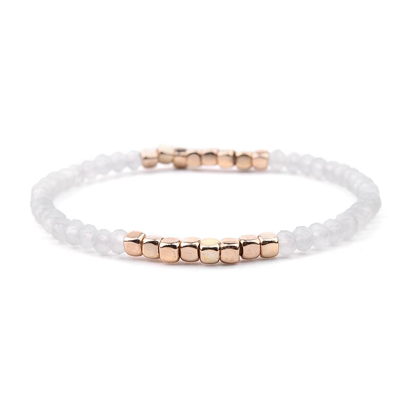 BOJIU Multicolor Crystal Strand Bracelets For Women Gold Acrylic Copper Beads Pink White Black Gray Crystal Bracelet Femme BC226 - Charlie Dolly