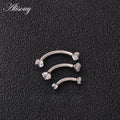 Alisouy 1pc 16G Surgical Steel 3mm Crystal Zircon Eyebrow Body Piercing Curved Barbell Lip Ring Snug Daith Helix Rook Earring - Charlie Dolly