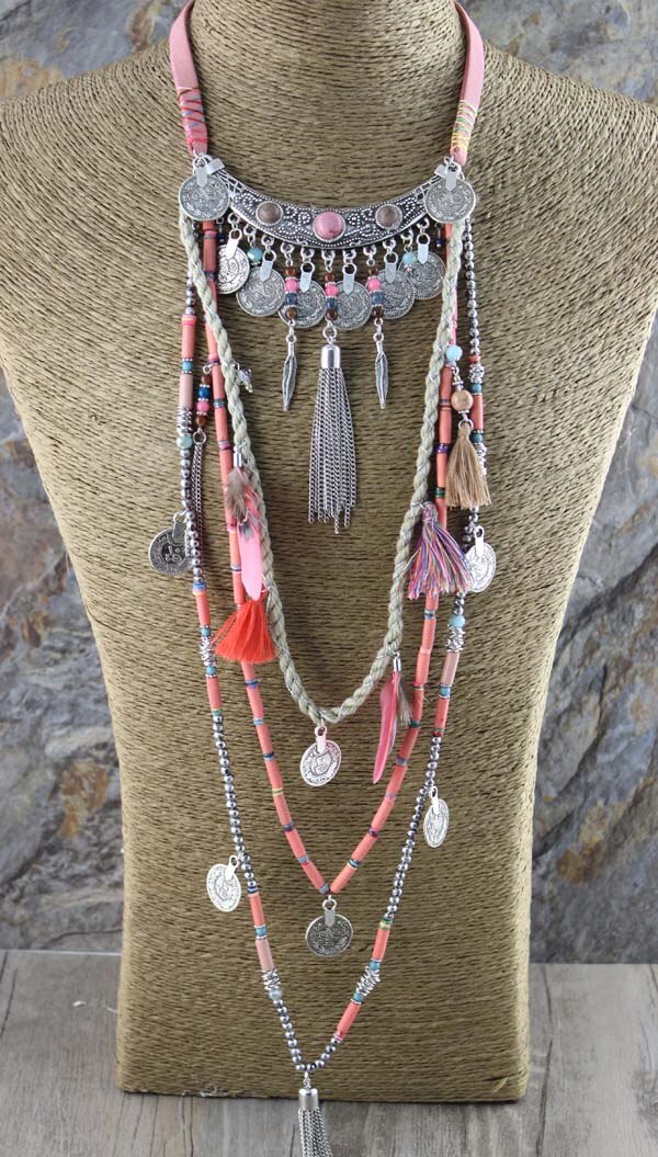 Gypsy Statement Vintage Long Necklace Ethnic jewelry boho necklace tribal collar Tibet Jewelry - Charlie Dolly