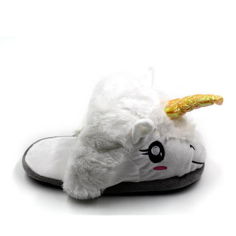 Size 36-41 Adult Unicorn Home Slippers Women Unicornio Pantufa Cute Shoes Cartoon Fur Unisex Indoor Chausson Licorne Chinelo k46 - Charlie Dolly