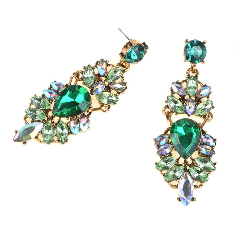 Boho Ethnic Water Crystal Drop Earrings Women's Jewellery Geometric Statement Long Dangle Earring Femme Indian Big Earring