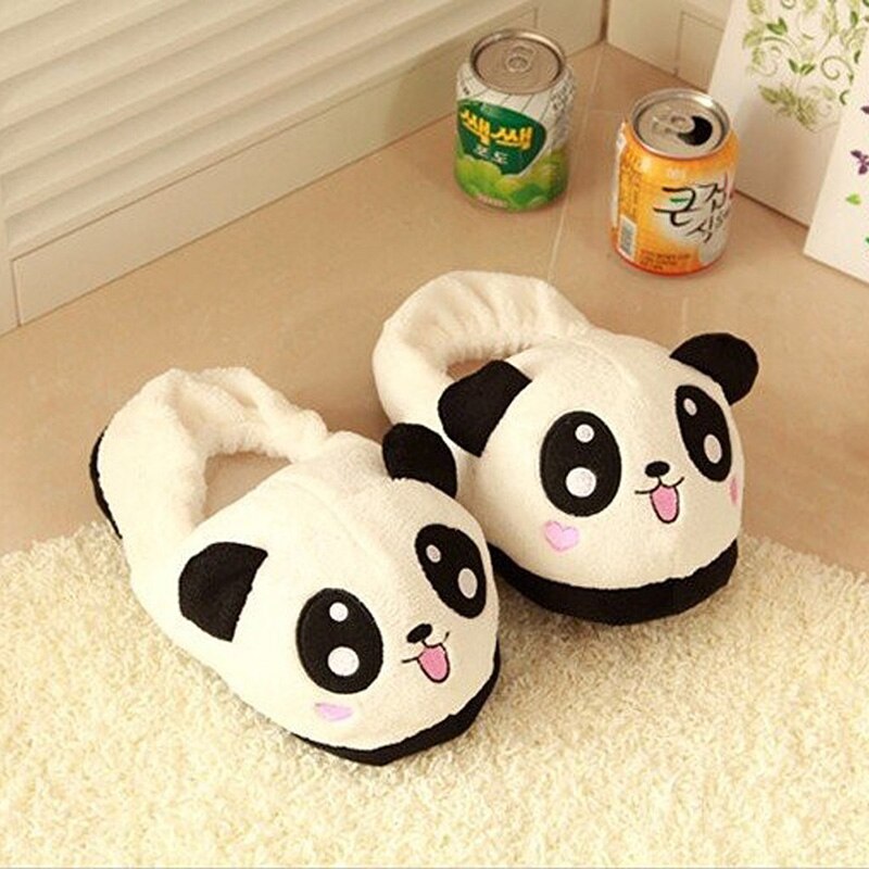 1Pair Cute Funny Panda Eyes Women Slippers Lovely Cartoon Indoor Home Soft Shoes One Size - Charlie Dolly