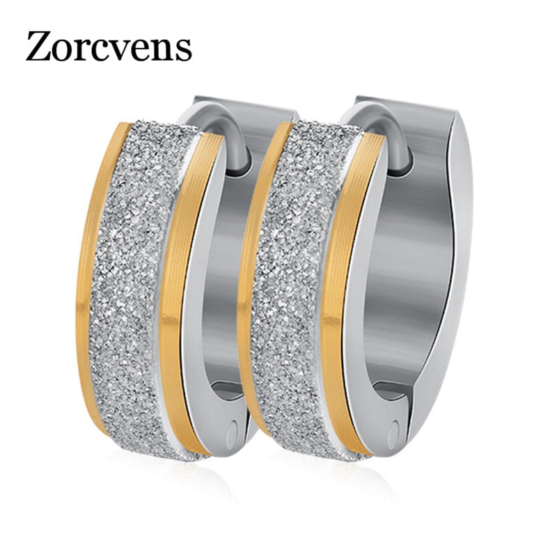 ZORCVENS Silver Color&Gold-Color Punk Rock Stainless Steel Small Hoop Earrings for Women Wedding Party Jewelry - Charlie Dolly