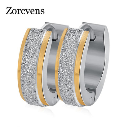 ZORCVENS Silver Color&Gold-Color Punk Rock Stainless Steel Small Hoop Earrings for Women Wedding Party Jewelry