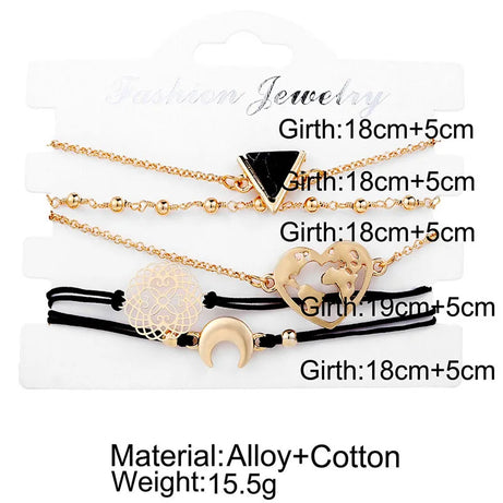 Boho Charm and Crystal Bead Bangle Bracelet Set