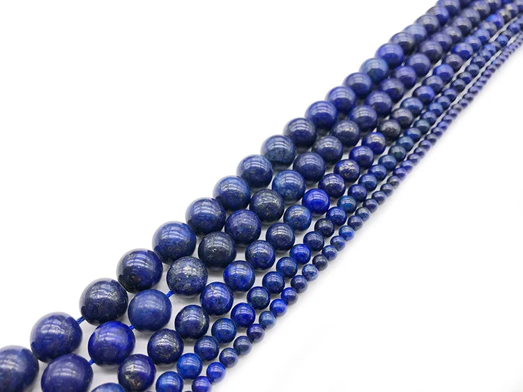 Natural Stone Round Lapis Lazuli 4/6/8/10/12/14/16MM Diy Women Man Bracelet Necklace Earrings beads jewelry making Accessories