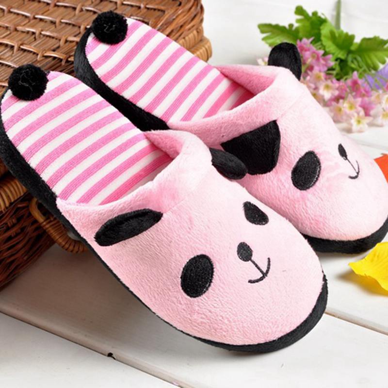 Girseaby Women Cute Cartoon Panda Slippers Home Floor Soft Plush Slippers Female House Shoes Girl Winter Warm Pantufas T219 - Charlie Dolly