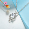 Beautiful Girlfriend Birthday Gift Sterling Silver Chain Necklace Fashion Leaf Style Crystal Pendant Women Jewelry - Charlie Dolly