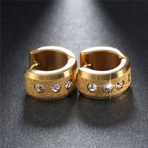ZORCVENS Silver Color&Gold-Color Punk Rock Stainless Steel Small Hoop Earrings for Women Wedding Party Jewelry - Charlie Dolly