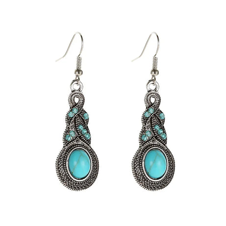 Blue Crystal Zircon Necklace Earring Set Jewelry