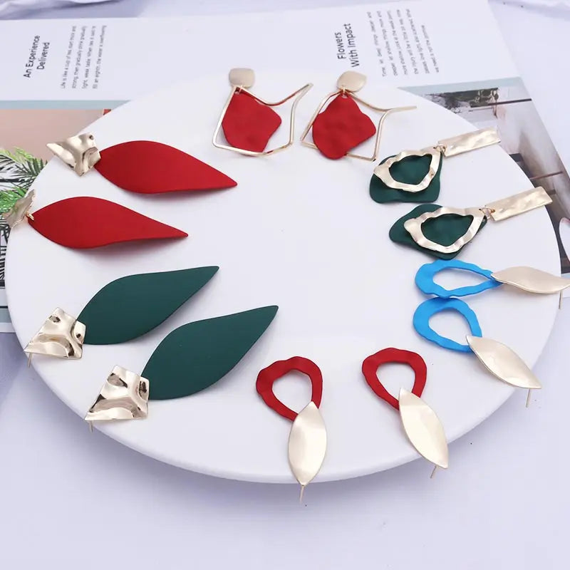 Red Earrings for Women Vintage Big Statement Long Dangle Earrings Wedding Bridal Boho Trendy Earrings Fashion Jewelry 2019