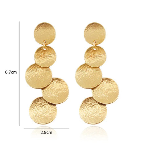 Irregular Disc Multilayer Long Drop Earrings Jewelry