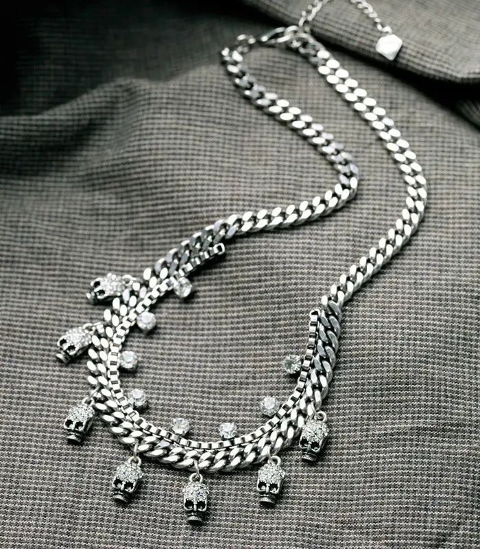 Halloween Jewelry Statement Fashion Elegant Glass Stone Skull Skeleton Pendant  Necklace &Pendant 2017 - Charlie Dolly