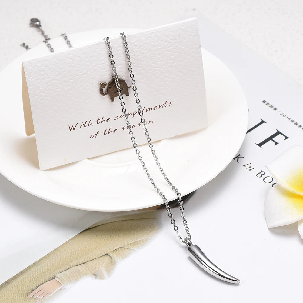 Stainless Steel Italian Horn Cremation Urn Necklace Memorial Keepsake Pendant Men/Women Funeral Holder Locket Jewelry Cremation - Charlie Dolly