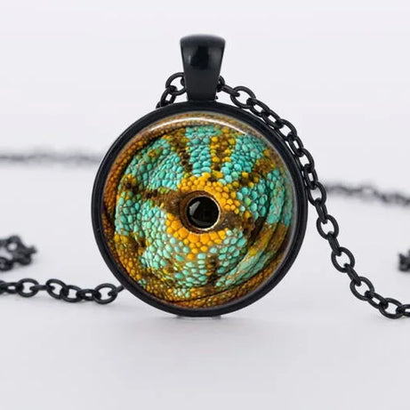Red Cat Eye & Dragon Eye Glass Cabochon Pendant Necklace, Handmade Gothic Talisman