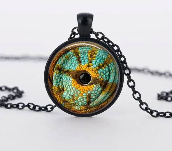 Red Cat Eye Charms Necklace Dragon Eyes Photo Glass Cabochon Handmade Black Chain Necklaces