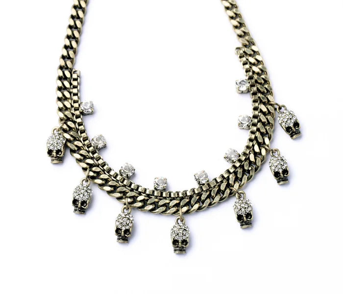 Halloween Jewelry Statement Fashion Elegant Glass Stone Skull Skeleton Pendant  Necklace &Pendant 2017 - Charlie Dolly