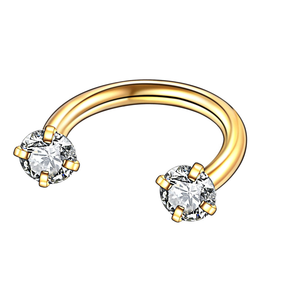 1Pc Crystal Nose Ring Barbells Horseshoe Ring Lip BCR Cartilage Earrings Tragus Piercing Helix Piercing Body Jewelry - Charlie Dolly