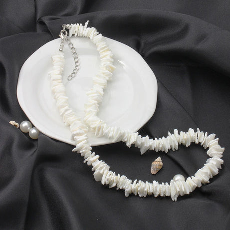 Vintage Smooth Puka Shell Bib Collar Necklace