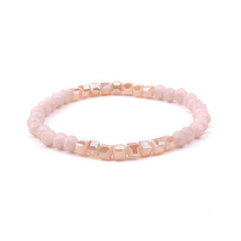 BOJIU Multicolor Crystal Strand Bracelets For Women Gold Acrylic Copper Beads Pink White Black Gray Crystal Bracelet Femme BC226 - Charlie Dolly