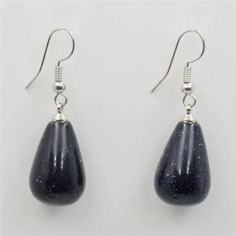 Obsidian Rose Quartz Teardrop Healing Earrings Jewelry