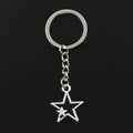 Fashion 30mm Key Ring Metal Key Chain Keychain Jewelry Antique Bronze Silver Color Plated Hollow Double Star 27x21mm Pendant - Charlie Dolly