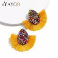 Colorful Beaded Tassel Earrings for Women Fashion Wedding Big Statement Earrings Female 2022 Fringe Hanging Earings Jewelry - Charlie Dolly