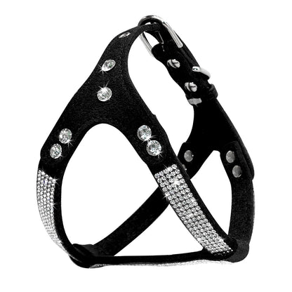 Soft Suede Leather Puppy Dog Harness Rhinestone Pet Cat Vest Mascotas Cachorro Harnesses For Small Medium Dogs Chihuahua Pink