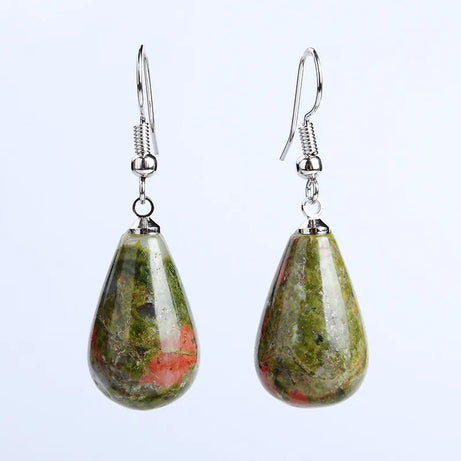 Obsidian Rose Quartz Teardrop Healing Earrings Jewelry
