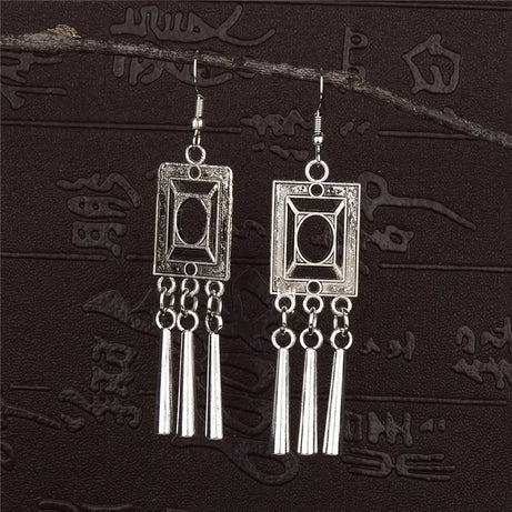 Silver Jhumka Flower Tassel Ethnic Earrings Jewelry