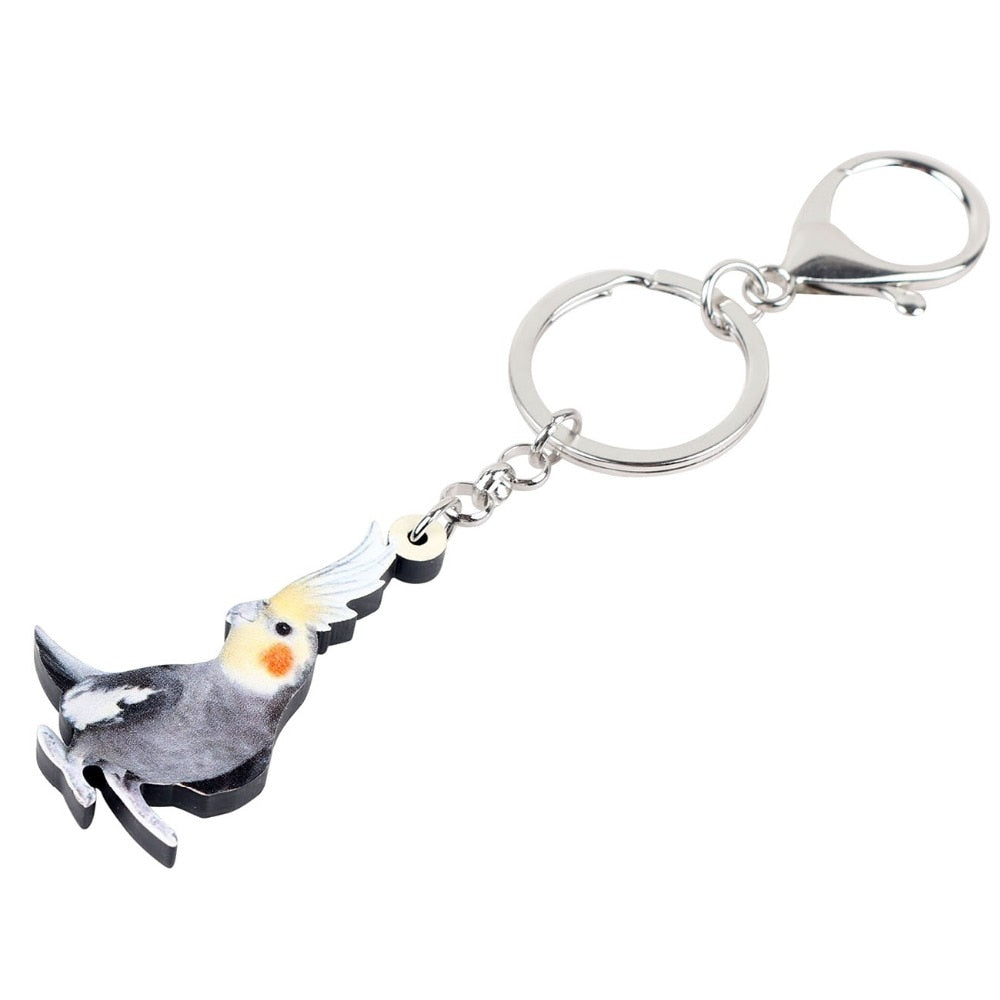 Bonsny Acrylic Cockatiel Parrot Bird Key Chains Keychain Fashion Animal Jewelry For Women Girls Bag Wallet Pendant Decoration - Charlie Dolly